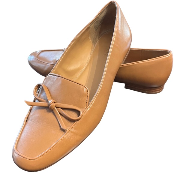 J. Crew Brown Loafers Shoes Bow Slip On Vegan Leather Excellent Condition sz 10 - Picture 3 of 10